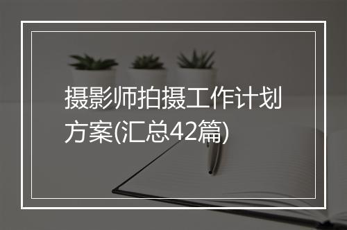 摄影师拍摄工作计划方案(汇总42篇)