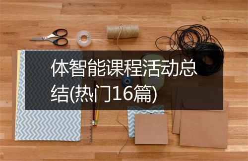 体智能课程活动总结(热门16篇)