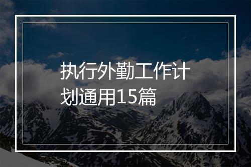 执行外勤工作计划通用15篇