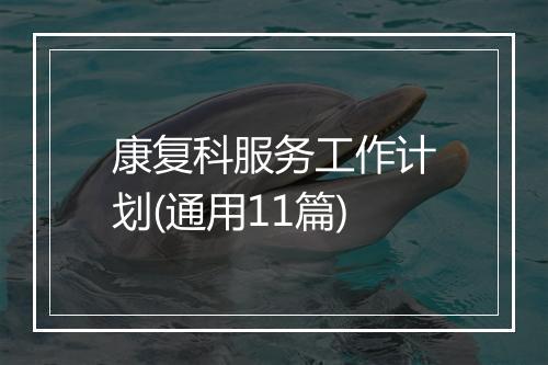 康复科服务工作计划(通用11篇)