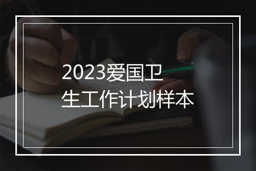 2023爱国卫生工作计划样本