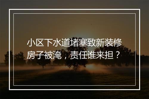 小区下水道堵塞致新装修房子被淹，责任谁来担？