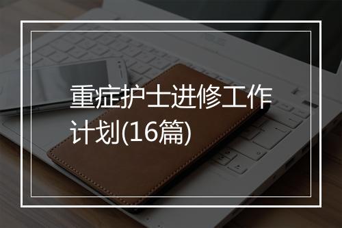 重症护士进修工作计划(16篇)
