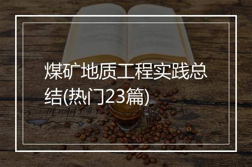 煤矿地质工程实践总结(热门23篇)