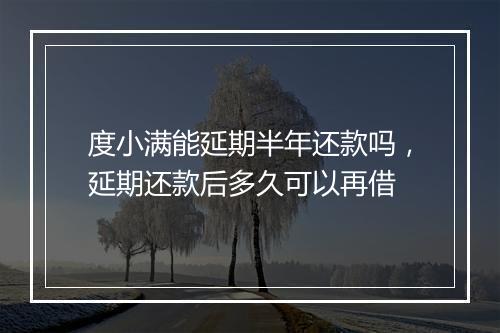度小满能延期半年还款吗，延期还款后多久可以再借