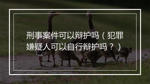 刑事案件可以辩护吗（犯罪嫌疑人可以自行辩护吗？）
