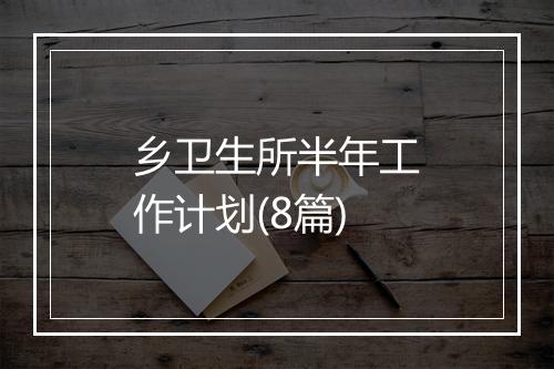 乡卫生所半年工作计划(8篇)