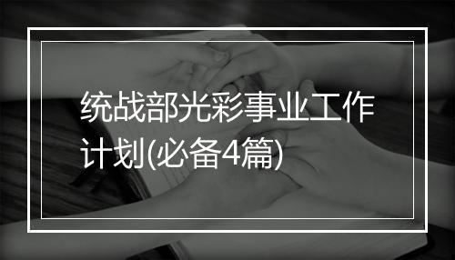统战部光彩事业工作计划(必备4篇)