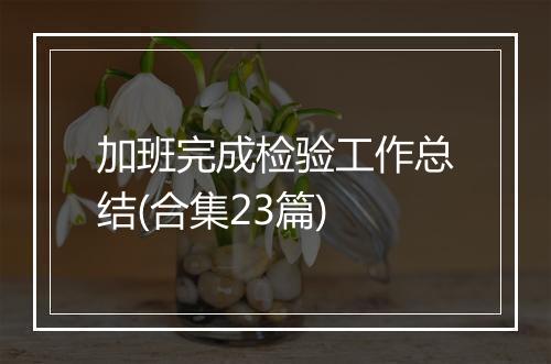 加班完成检验工作总结(合集23篇)