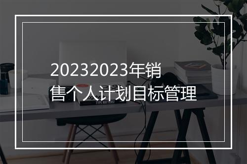 20232023年销售个人计划目标管理
