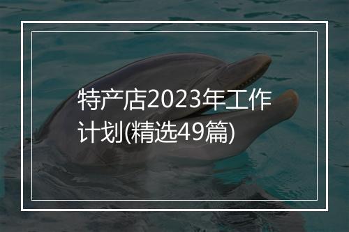 特产店2023年工作计划(精选49篇)