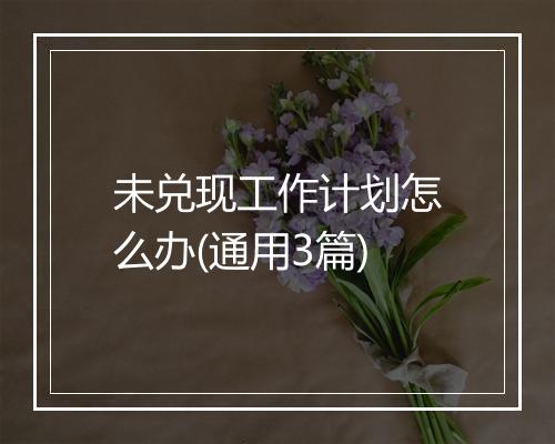 未兑现工作计划怎么办(通用3篇)