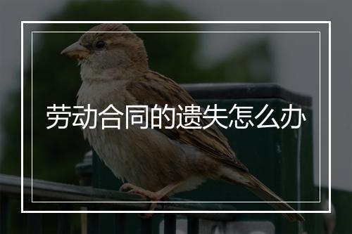 劳动合同的遗失怎么办