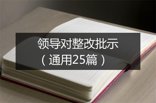 领导对整改批示（通用25篇）