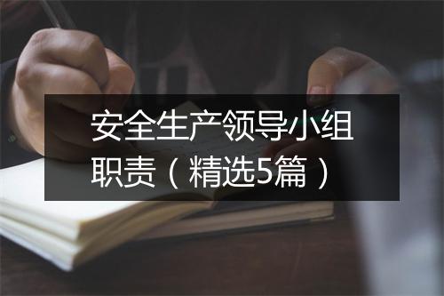 安全生产领导小组职责（精选5篇）