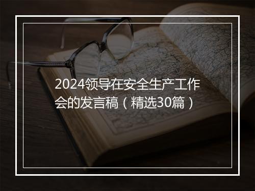 2024领导在安全生产工作会的发言稿（精选30篇）