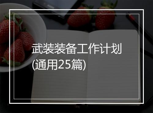 武装装备工作计划(通用25篇)