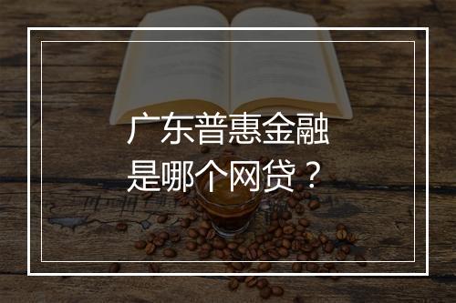 广东普惠金融是哪个网贷？