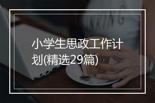 小学生思政工作计划(精选29篇)