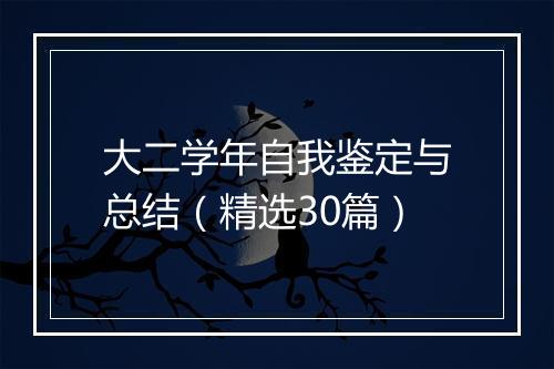 大二学年自我鉴定与总结（精选30篇）