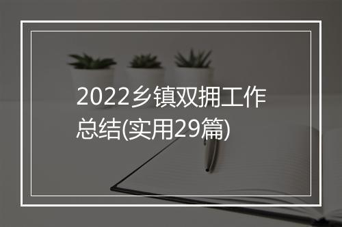 2022乡镇双拥工作总结(实用29篇)