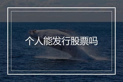 个人能发行股票吗