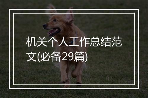 机关个人工作总结范文(必备29篇)