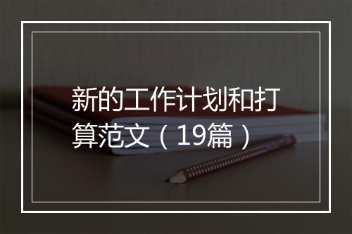 新的工作计划和打算范文（19篇）