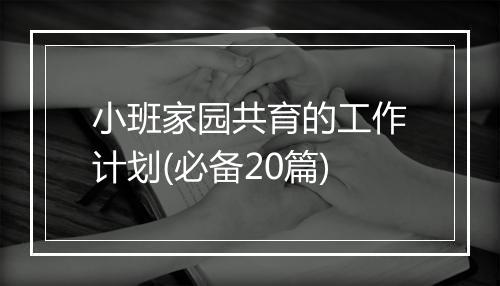 小班家园共育的工作计划(必备20篇)