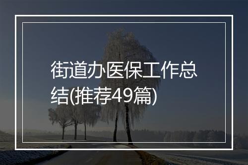 街道办医保工作总结(推荐49篇)
