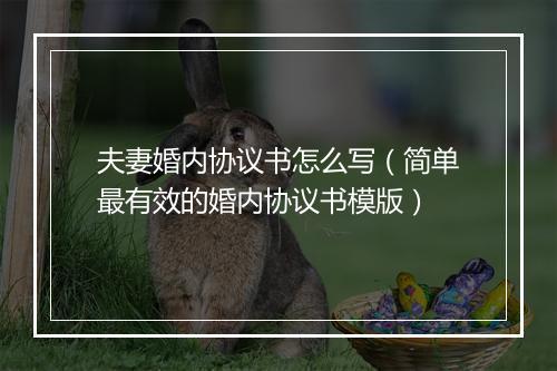 夫妻婚内协议书怎么写（简单最有效的婚内协议书模版）