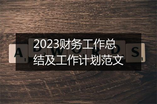 2023财务工作总结及工作计划范文