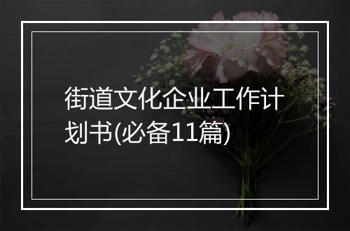 街道文化企业工作计划书(必备11篇)