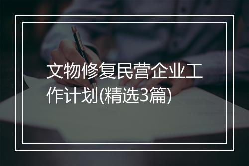 文物修复民营企业工作计划(精选3篇)