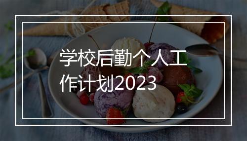学校后勤个人工作计划2023