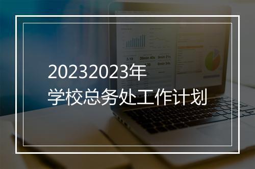 20232023年学校总务处工作计划