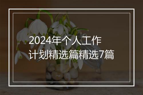 2024年个人工作计划精选篇精选7篇