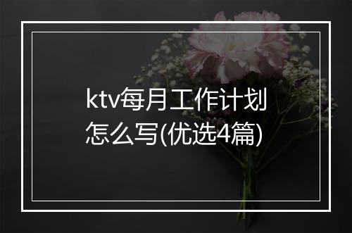 ktv每月工作计划怎么写(优选4篇)