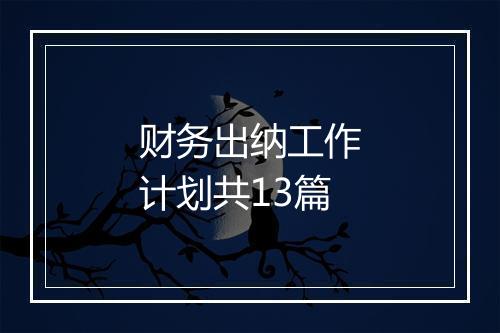 财务出纳工作计划共13篇