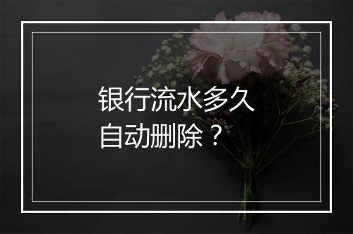 银行流水多久自动删除？