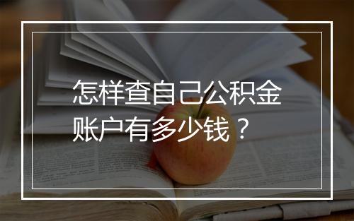 怎样查自己公积金账户有多少钱？