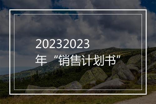20232023年“销售计划书”