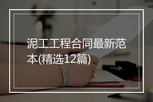 泥工工程合同最新范本(精选12篇)