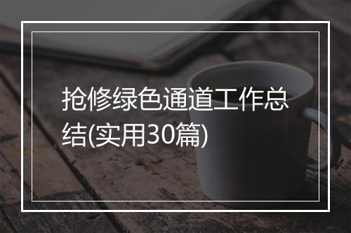 抢修绿色通道工作总结(实用30篇)