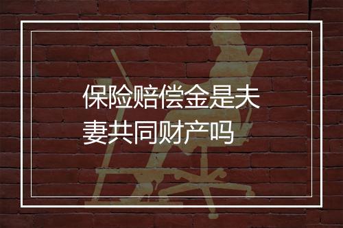 保险赔偿金是夫妻共同财产吗