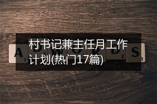 村书记兼主任月工作计划(热门17篇)