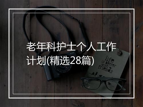 老年科护士个人工作计划(精选28篇)