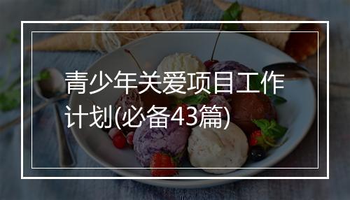 青少年关爱项目工作计划(必备43篇)