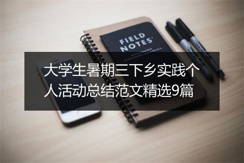 大学生暑期三下乡实践个人活动总结范文精选9篇