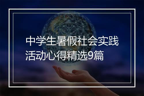 中学生暑假社会实践活动心得精选9篇